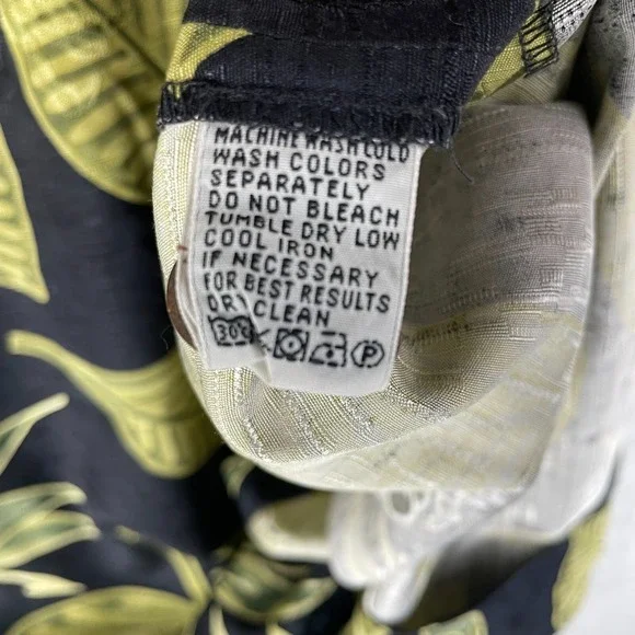 Tommy Bahama Shirt Mens Large Black Green Hawaiian Camp Floral Silk Tropical - Picture 5 of 9